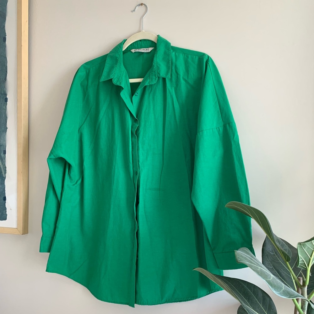 Kelly green oversized button down